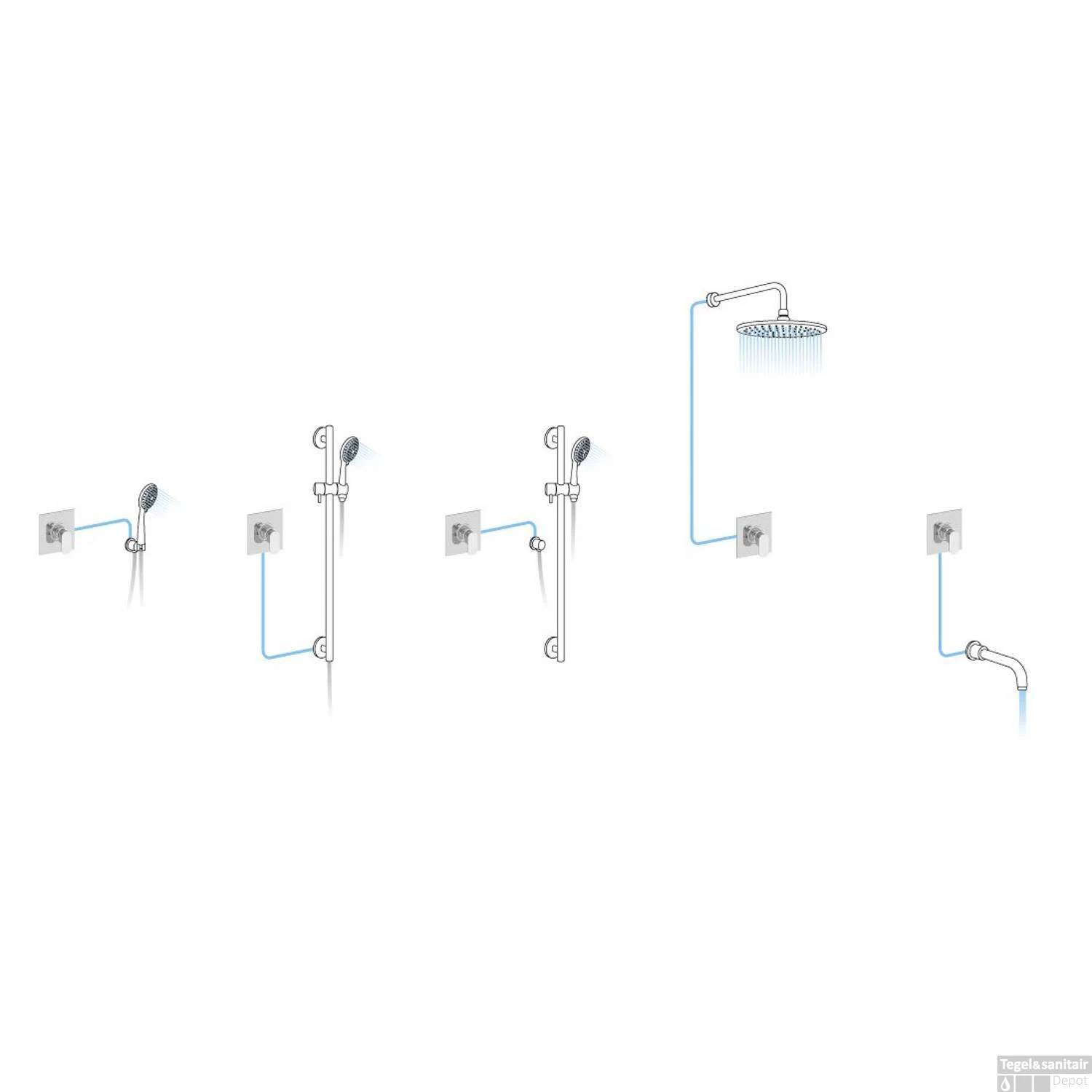 Douchekraan Inbouw Sapho Ginko Mengkraan Afbouwdeel 1-weg Chroom (incl. Inbouwdeel) - Afbeelding 2