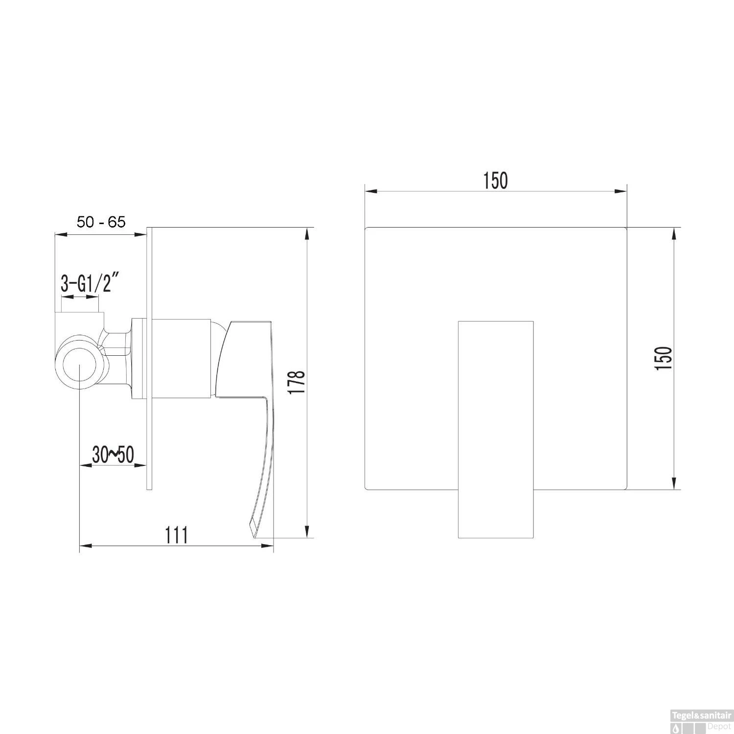 Douchekraan Inbouw Sapho Ginko Mengkraan Afbouwdeel 1-weg Chroom (incl. Inbouwdeel) - Afbeelding 3