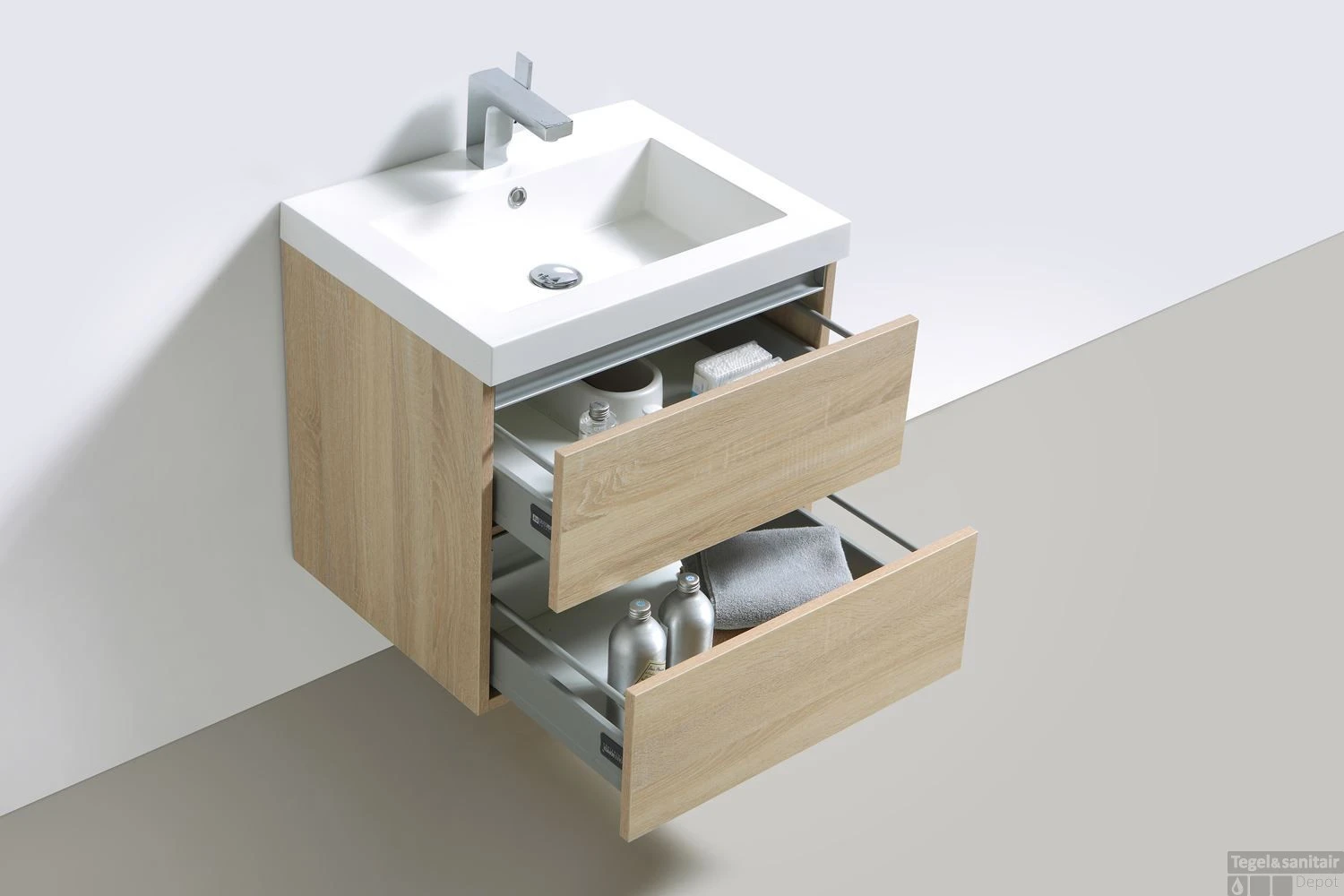 Badkamermeubelset Sanilux Trendline 60x47x50 Cm Light Wood 2 Badkamermeubelset Sanilux Trendline 60x47x50 Cm Light Wood - Afbeelding 2