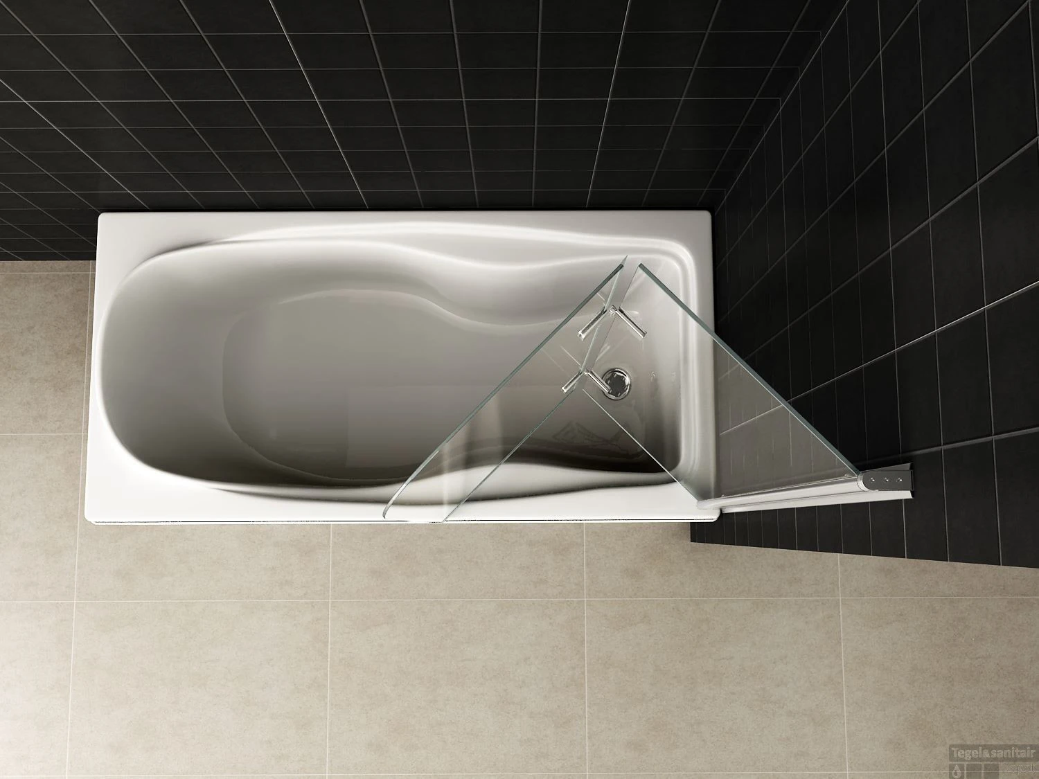 Badwand Wiesbaden Inklapbaar 100x140cm 6mm NANO Coating 3 Badwand Wiesbaden Inklapbaar 100x140cm 6mm NANO Coating - Afbeelding 3