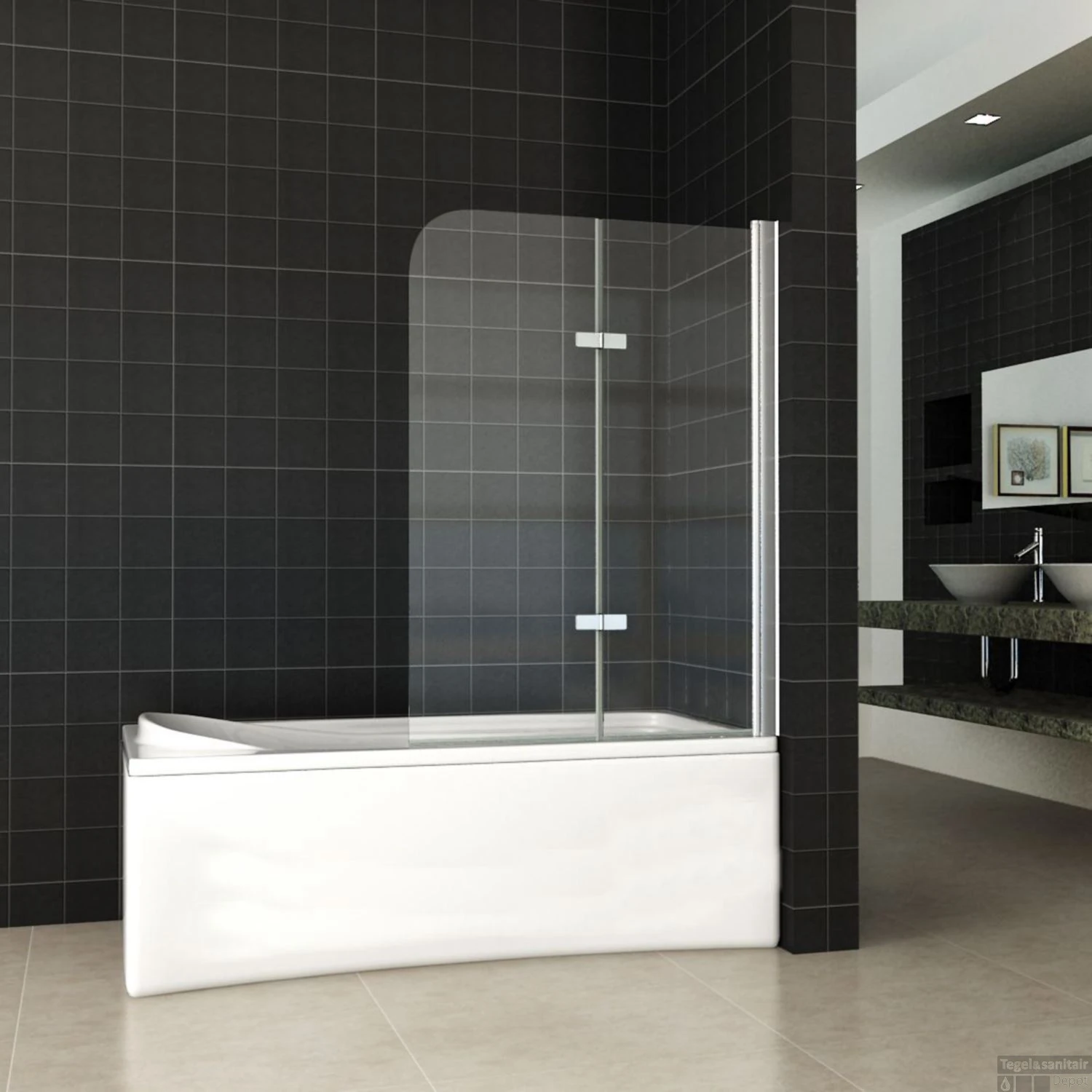 Badwand Wiesbaden Inklapbaar 100x140cm 6mm NANO Coating 1 Badwand Wiesbaden Inklapbaar 100x140cm 6mm NANO Coating