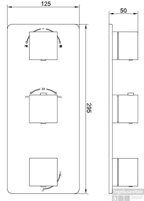 Rombo Afbouwdeel Therm. 3 Weg Chroom 2 Rombo Afbouwdeel Therm. 3 Weg Chroom - Afbeelding 2