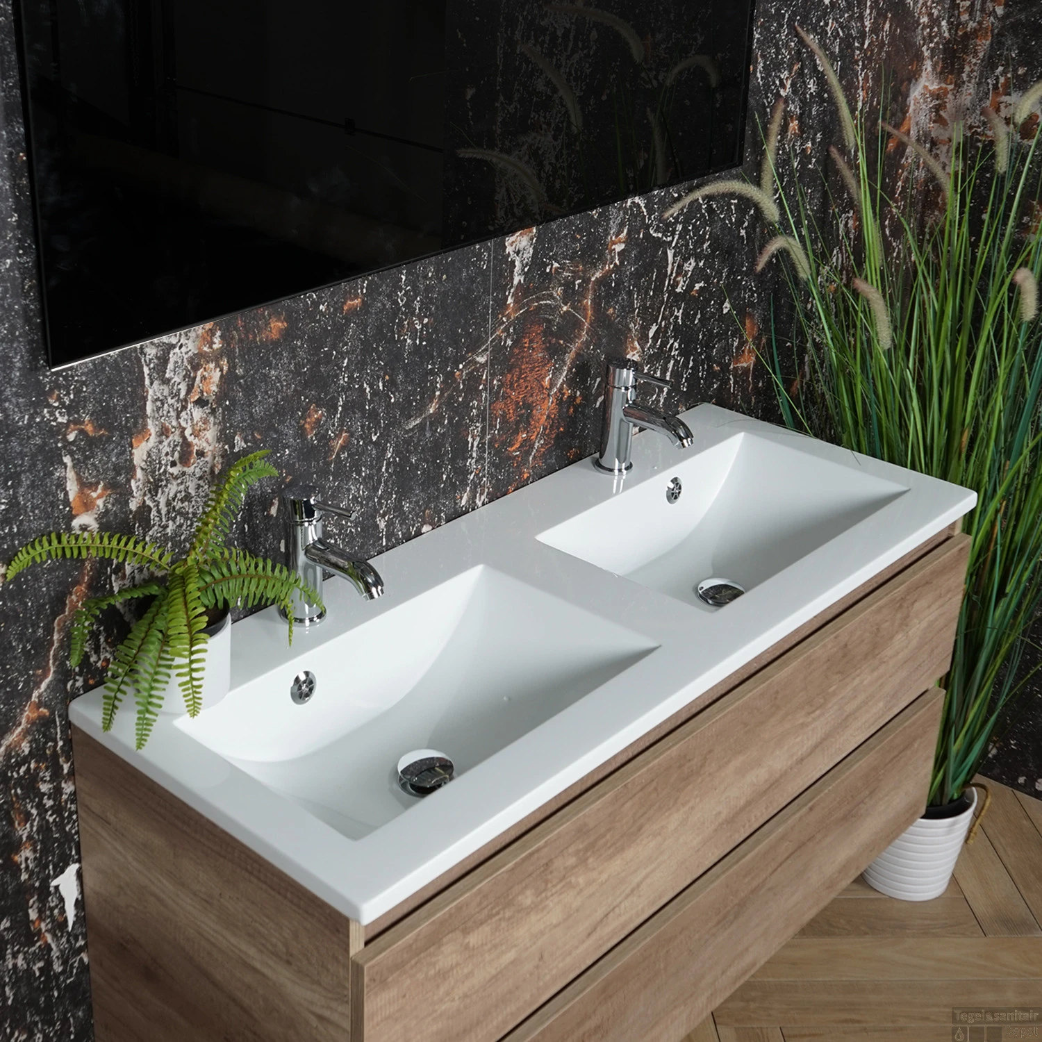 ACTIE BWS Badmeubel | Paris | 120cm | 2 Kraangaten | Compleet | Canyon Oak - Afbeelding 3