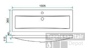 Wastafel Wiesbaden 100x36x11,5 Cm Kunstmarmer Wit (met Kraangat) 2 Wastafel Wiesbaden 100x36x11,5 Cm Kunstmarmer Wit (met Kraangat) - Afbeelding 2