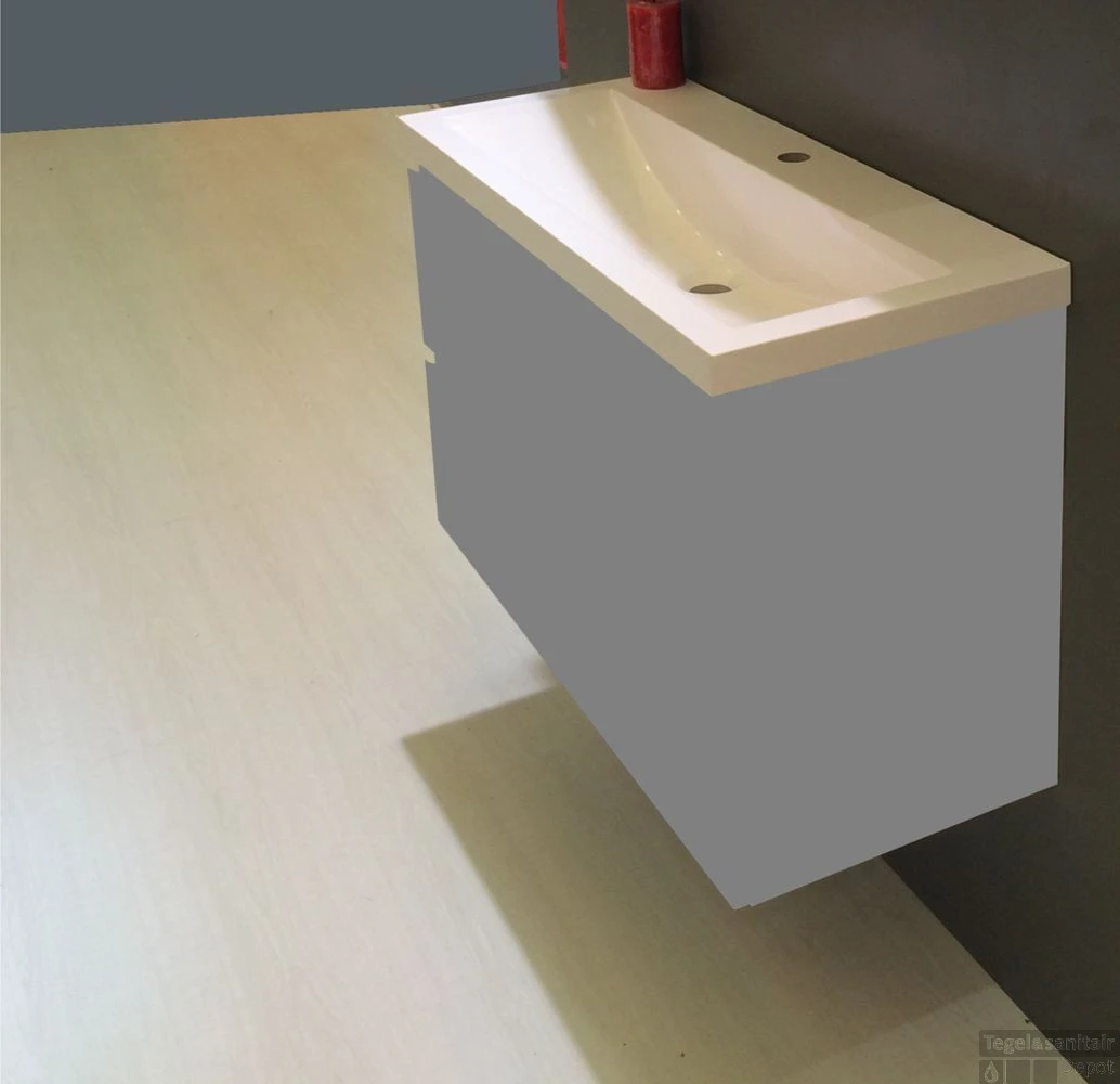 Wastafel Wiesbaden 100x36x11,5 Cm Kunstmarmer Wit (met Kraangat) 1 Wastafel Wiesbaden 100x36x11,5 Cm Kunstmarmer Wit (met Kraangat)