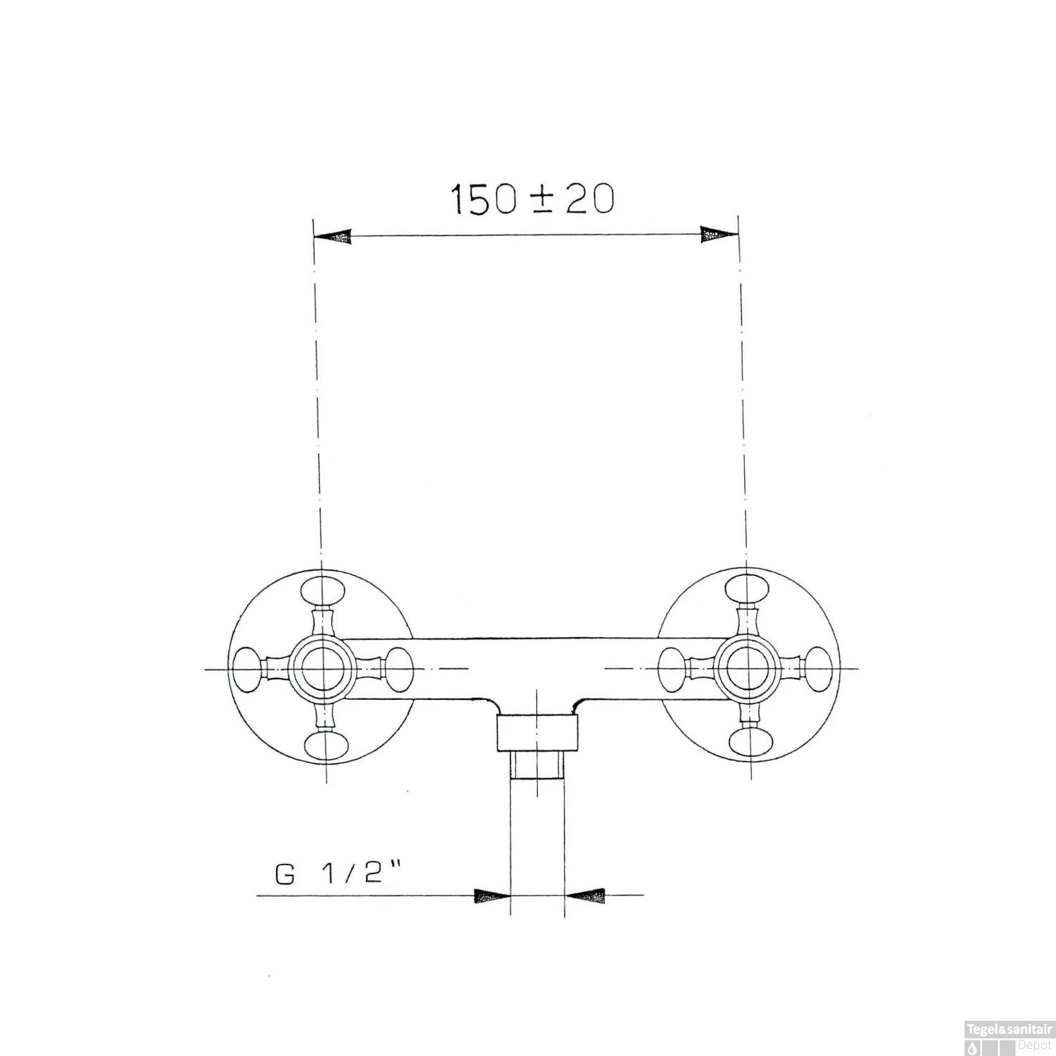 Opbouw Douchekraan Sapho Antea Mengkraan 2-knop Klassiek Chroom 2 Opbouw Douchekraan Sapho Antea Mengkraan 2-knop Klassiek Chroom - Afbeelding 2
