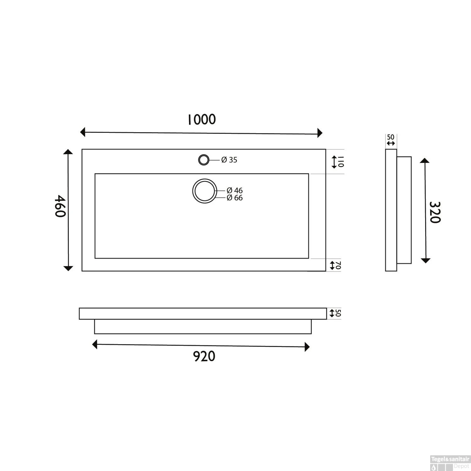 Wastafel Hardsteen Wiesbaden 100x46x5 Cm (1 Kraangat) 2 Wastafel Hardsteen Wiesbaden 100x46x5 Cm (1 Kraangat) - Afbeelding 2