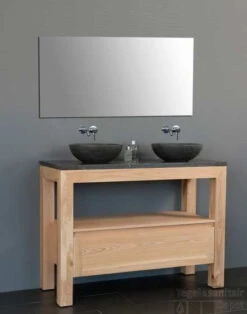 Badkamermeubelset Sanilux Robusta Dynasty 120x47x85 Cm Massief Eikenhout En Ronde Waskom