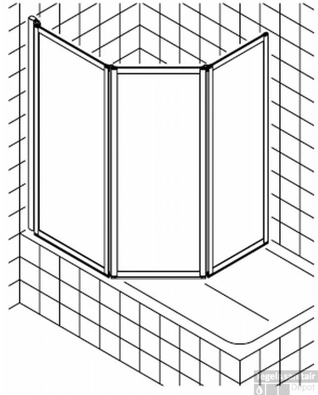 Kermi Vario Badklapwand 3-delig 160 Cm. Kunst. Parel Matzilver-kunststof Glas 2 Kermi Vario Badklapwand 3-delig 160 Cm. Kunst. Parel Matzilver-kunststof Glas - Afbeelding 2