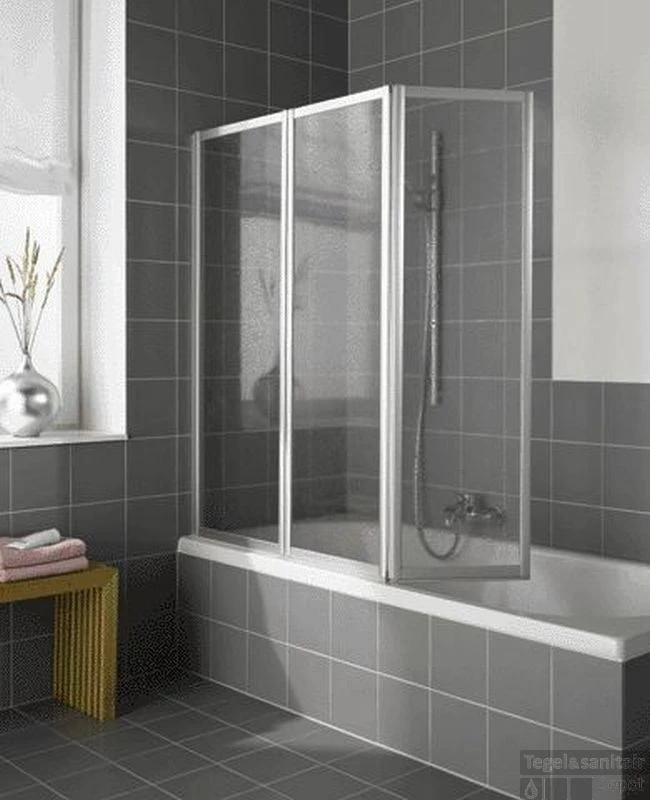 Kermi Vario Badklapwand 3-delig 160 Cm. Kunst. Parel Matzilver-kunststof Glas 1 Kermi Vario Badklapwand 3-delig 160 Cm. Kunst. Parel Matzilver-kunststof Glas