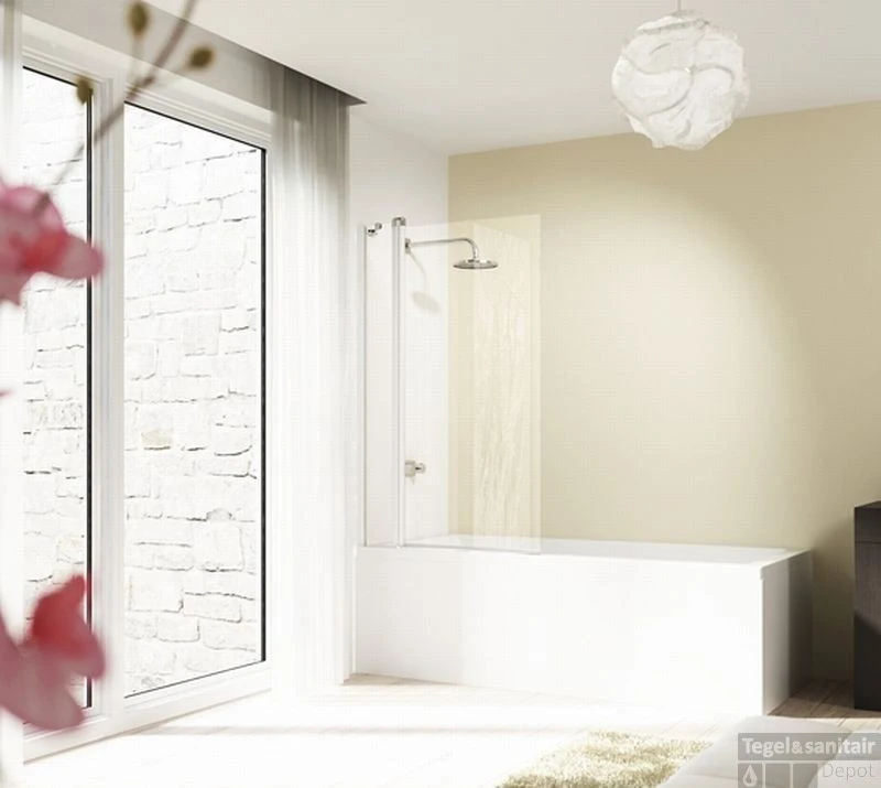 Huppe Design Pure 2-delige Badklapwand 95x150 Cm. Chroom Look-helder Glas 2 Huppe Design Pure 2-delige Badklapwand 95x150 Cm. Chroom Look-helder Glas - Afbeelding 2