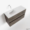 MONDIAZ ADA 80cm Toiletmeubel Dark Brown. LEX Wastafel Talc Links Zonder Kraangat