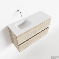 MONDIAZ ADA 80cm Toiletmeubel Light Brown Grey. LEX Wastafel Talc Links Zonder Kraangat