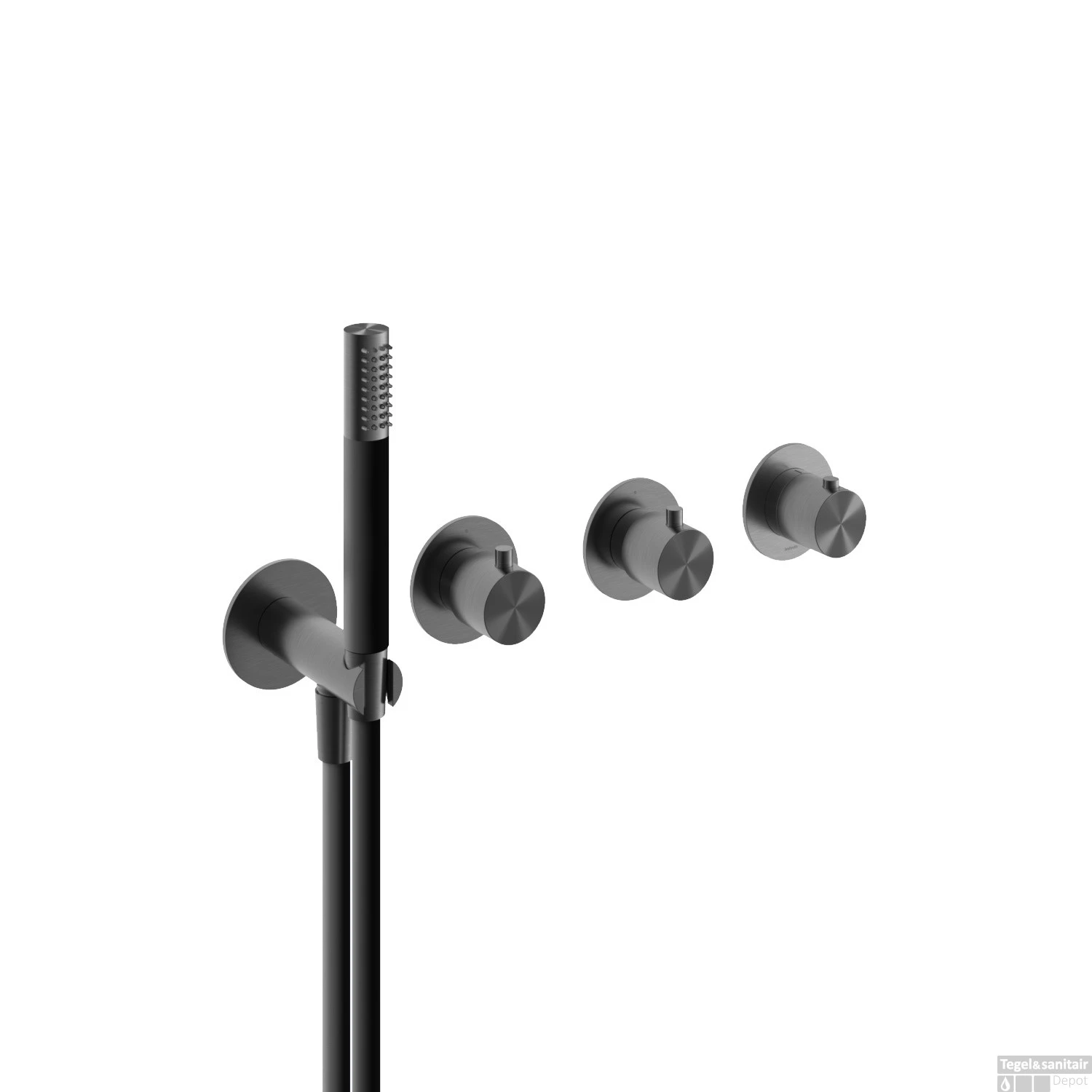 Afbouwdeel Hotbath Archie Bad/Douche Thermostaat 2 Stopkranen Zonder Uitloop Geborsteld Gunmetal PVD 1 Afbouwdeel Hotbath Archie Bad/Douche Thermostaat 2 Stopkranen Zonder Uitloop Geborsteld Gunmetal PVD