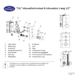 Inbouw Douchekraan Best Design Clic Elsdorf 2-weg Thermostaat Chroom 5 Inbouw Douchekraan Best Design Clic Elsdorf 2-weg Thermostaat Chroom -Duravit Verkoop algemeen techinische tekening clic tech 4