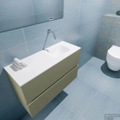 MONDIAZ ADA 80cm Toiletmeubel Army. LEX Wastafel Talc Rechts Zonder Kraangat -Duravit Verkoop badkamermeubel ada army model lex talc top 0018