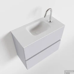 MONDIAZ ADA 60cm Toiletmeubel Cale. LEX Wastafel Talc Midden 1 Kraangat