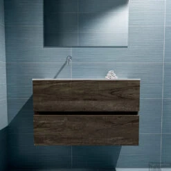 MONDIAZ ADA 80cm Toiletmeubel Dark Brown. LEX Wastafel Talc Links Zonder Kraangat -Duravit Verkoop badkamermeubel ada dark brown model lex talc front 00016