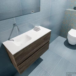 MONDIAZ ADA 80cm Toiletmeubel Dark Brown. LEX Wastafel Talc Links Zonder Kraangat -Duravit Verkoop badkamermeubel ada dark brown model lex talc top 00016