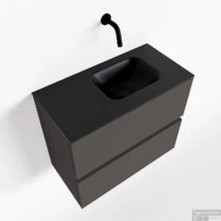 MONDIAZ ADA 60cm Toiletmeubel Dark Grey. LEX Wastafel Urban Rechts Zonder Kraangat