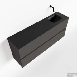 MONDIAZ ADA 120cm Toiletmeubel Dark Grey. LEX Wastafel Urban Rechts Zonder Kraangat