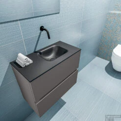 MONDIAZ ADA 60cm Toiletmeubel Dark Grey. LEX Wastafel Urban Rechts Zonder Kraangat 7 MONDIAZ ADA 60cm Toiletmeubel Dark Grey. LEX Wastafel Urban Rechts Zonder Kraangat -Duravit Verkoop badkamermeubel ada dark clay model lex urban top 0012