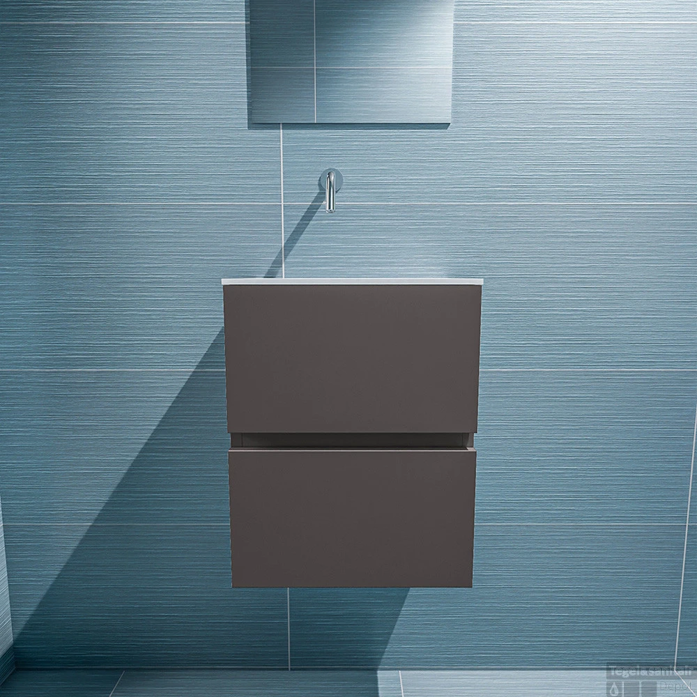 MONDIAZ ADA 40cm Toiletmeubel Dark Grey. LEX Wastafel Talc Links Zonder Kraangat 4 MONDIAZ ADA 40cm Toiletmeubel Dark Grey. LEX Wastafel Talc Links Zonder Kraangat - Afbeelding 4