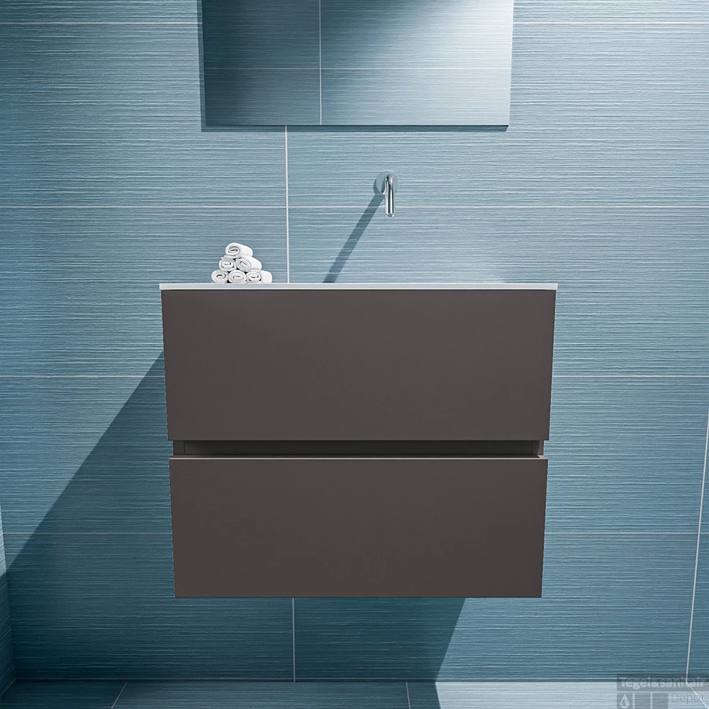 MONDIAZ ADA 60cm Toiletmeubel Dark Grey. LEX Wastafel Talc Rechts Zonder Kraangat 4 MONDIAZ ADA 60cm Toiletmeubel Dark Grey. LEX Wastafel Talc Rechts Zonder Kraangat - Afbeelding 4