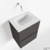 MONDIAZ ADA 40cm Toiletmeubel Dark Grey. LEX Wastafel Talc Midden Zonder Kraangat