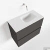 MONDIAZ ADA 60cm Toiletmeubel Dark Grey. LEX Wastafel Talc Rechts Zonder Kraangat