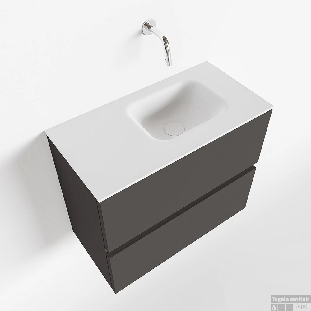 MONDIAZ ADA 60cm Toiletmeubel Dark Grey. LEX Wastafel Talc Rechts Zonder Kraangat 1 MONDIAZ ADA 60cm Toiletmeubel Dark Grey. LEX Wastafel Talc Rechts Zonder Kraangat