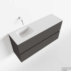 MONDIAZ ADA 100cm Toiletmeubel Dark Grey. LEX Wastafel Talc Links Zonder Kraangat