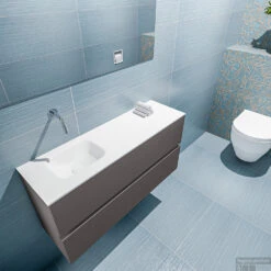 MONDIAZ ADA 100cm Toiletmeubel Dark Grey. LEX Wastafel Talc Links Zonder Kraangat -Duravit Verkoop badkamermeubel ada dark grey model lex talc top 0022