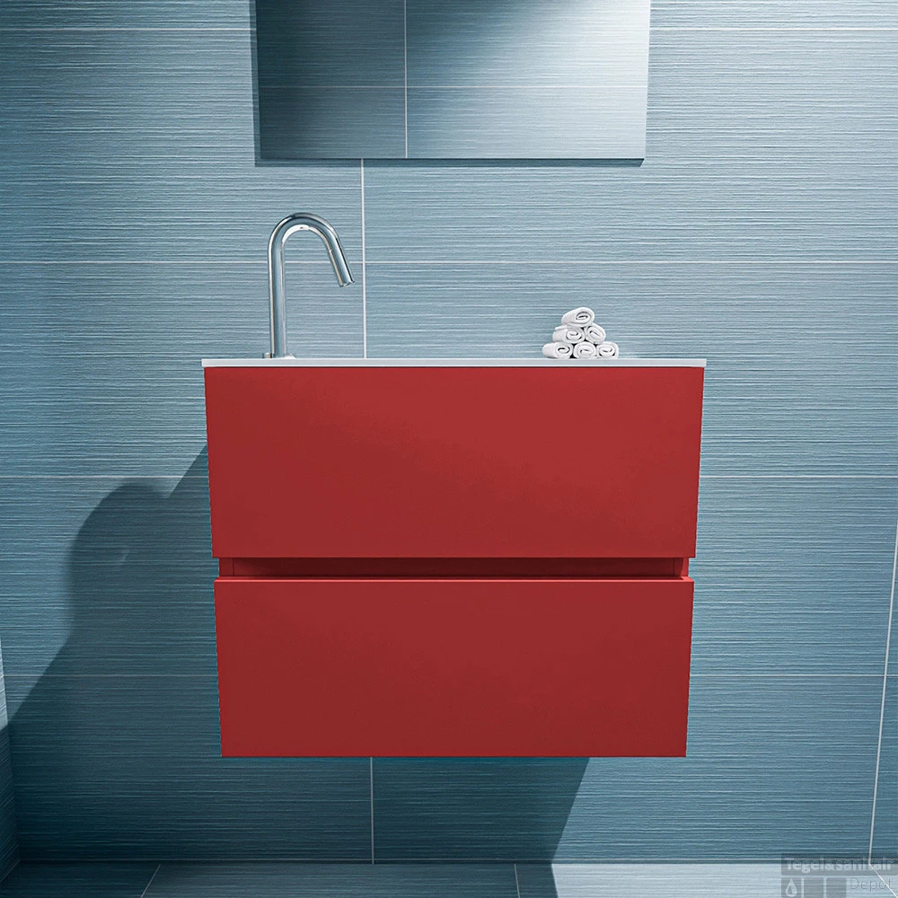 MONDIAZ ADA 60cm Toiletmeubel Fire. LEX Wastafel Talc Links 1 Kraangat 4 MONDIAZ ADA 60cm Toiletmeubel Fire. LEX Wastafel Talc Links 1 Kraangat - Afbeelding 4