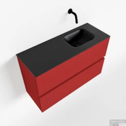 MONDIAZ ADA 80cm Toiletmeubel Fire. LEX Wastafel Urban Rechts Zonder Kraangat