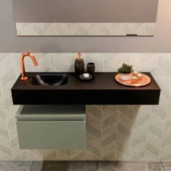 MONDIAZ ANDOR 50cm Toiletmeubel Army. LEX 100cm Wastafel Urban Links 1 Kraangat -Duravit Verkoop badkamermeubel andor army model lex vrijhangend urban front 0027