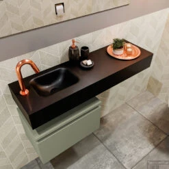 MONDIAZ ANDOR 50cm Toiletmeubel Army. LEX 100cm Wastafel Urban Links 1 Kraangat -Duravit Verkoop badkamermeubel andor army model lex vrijhangend urban sidetop 0027