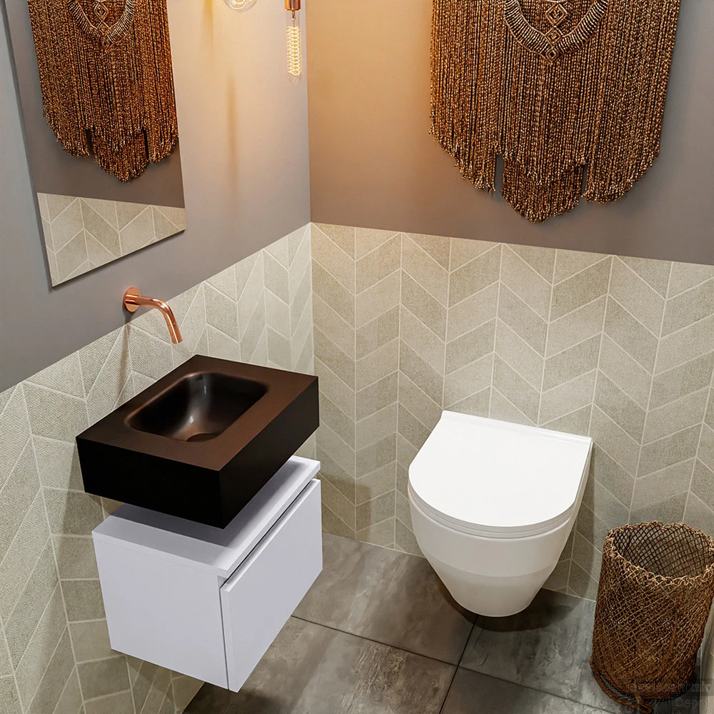 MONDIAZ ANDOR 40cm Toiletmeubel Cale. LEX 40cm Wastafel Urban Midden Geen Kraangat 2 MONDIAZ ANDOR 40cm Toiletmeubel Cale. LEX 40cm Wastafel Urban Midden Geen Kraangat - Afbeelding 2