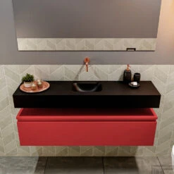 MONDIAZ ANDOR 120cm Toiletmeubel Fire. LEX 120cm Wastafel Urban Midden Geen Kraangat -Duravit Verkoop badkamermeubel andor fire model lex vrijhangend urban front 0034