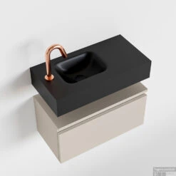 MONDIAZ ANDOR 60cm Toiletmeubel Linen. LEX 60cm Wastafel Urban Links 1 Kraangat