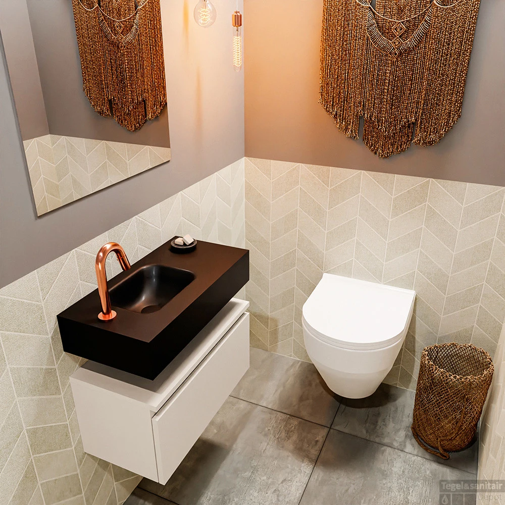 MONDIAZ ANDOR 60cm Toiletmeubel Linen. LEX 60cm Wastafel Urban Links 1 Kraangat 2 MONDIAZ ANDOR 60cm Toiletmeubel Linen. LEX 60cm Wastafel Urban Links 1 Kraangat - Afbeelding 2