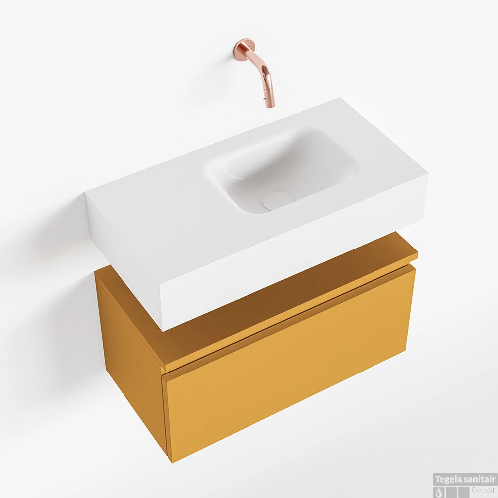 MONDIAZ ANDOR 60cm Toiletmeubel Ocher. LEX 60cm Wastafel Talc Rechts Geen Kraangat 1 MONDIAZ ANDOR 60cm Toiletmeubel Ocher. LEX 60cm Wastafel Talc Rechts Geen Kraangat