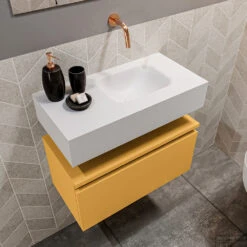 MONDIAZ ANDOR 60cm Toiletmeubel Ocher. LEX 60cm Wastafel Talc Rechts Geen Kraangat 7 MONDIAZ ANDOR 60cm Toiletmeubel Ocher. LEX 60cm Wastafel Talc Rechts Geen Kraangat -Duravit Verkoop badkamermeubel andor ocher model lex vrijhangend talc sidetop 0012