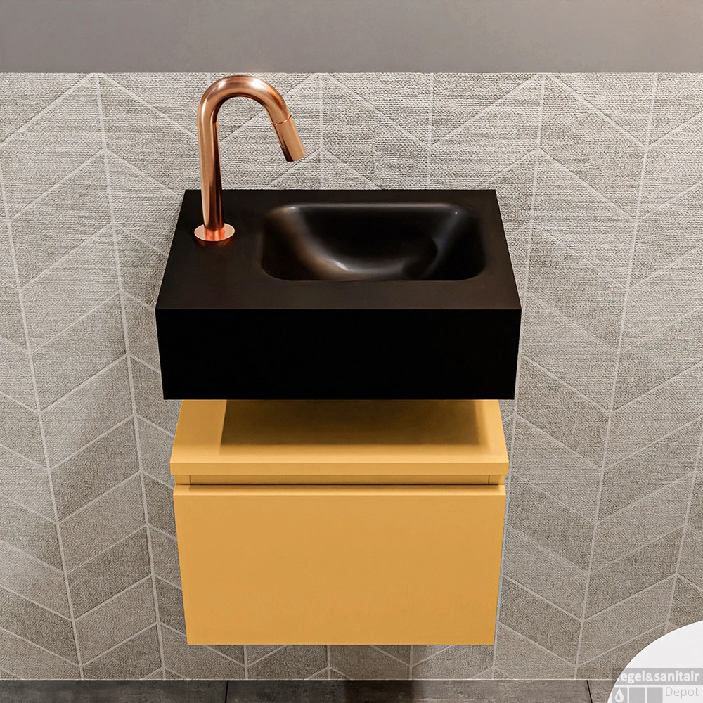 MONDIAZ ANDOR 40cm Toiletmeubel Ocher. LEX 40cm Wastafel Urban Rechts 1 Kraangat 4 MONDIAZ ANDOR 40cm Toiletmeubel Ocher. LEX 40cm Wastafel Urban Rechts 1 Kraangat - Afbeelding 4