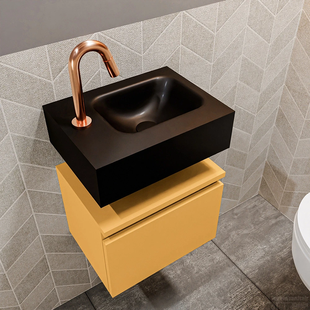 MONDIAZ ANDOR 40cm Toiletmeubel Ocher. LEX 40cm Wastafel Urban Rechts 1 Kraangat 3 MONDIAZ ANDOR 40cm Toiletmeubel Ocher. LEX 40cm Wastafel Urban Rechts 1 Kraangat - Afbeelding 3