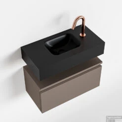 MONDIAZ ANDOR 60cm Toiletmeubel Smoke. LEX 60cm Wastafel Urban Midden 1 Kraangat