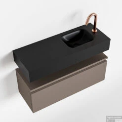 MONDIAZ ANDOR 80cm Toiletmeubel Smoke. LEX 80cm Wastafel Urban Rechts 1 Kraangat
