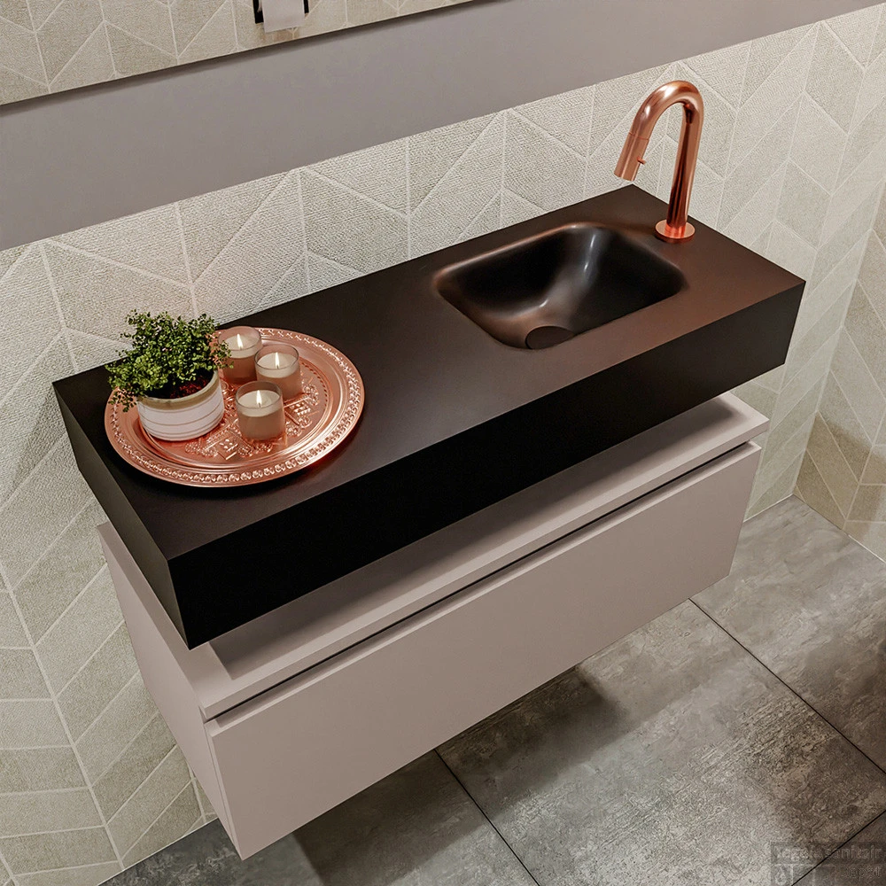 MONDIAZ ANDOR 80cm Toiletmeubel Smoke. LEX 80cm Wastafel Urban Rechts 1 Kraangat 3 MONDIAZ ANDOR 80cm Toiletmeubel Smoke. LEX 80cm Wastafel Urban Rechts 1 Kraangat - Afbeelding 3