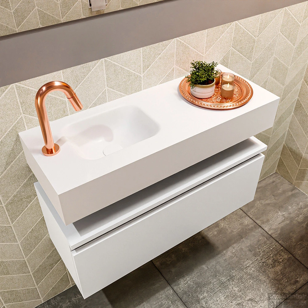 MONDIAZ ANDOR 80cm Toiletmeubel Talc. LEX 80cm Wastafel Talc Links 1 Kraangat 2 MONDIAZ ANDOR 80cm Toiletmeubel Talc. LEX 80cm Wastafel Talc Links 1 Kraangat - Afbeelding 2