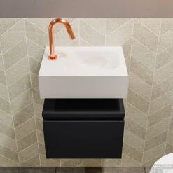 MONDIAZ ANDOR 40cm Toiletmeubel Urban. LEX 40cm Wastafel Talc Rechts 1 Kraangat -Duravit Verkoop badkamermeubel andor urban model lex vrijhangend talc front 0003